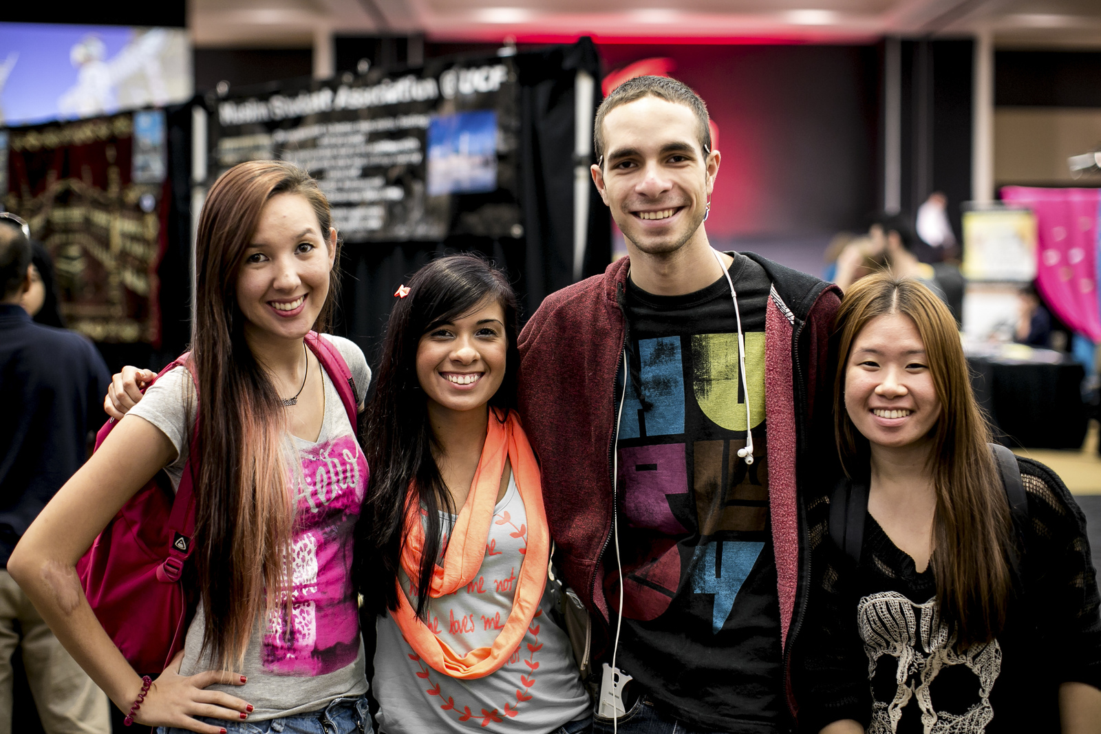 students standing together at event