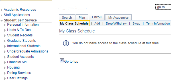 Select My Class Schedule