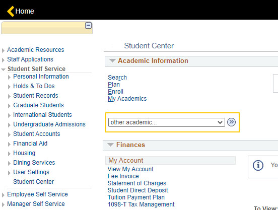 Select Grades from the Other Academic dropdown menu
