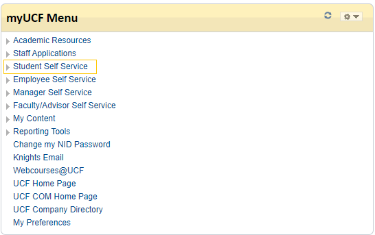 Navigate to Student Self Service