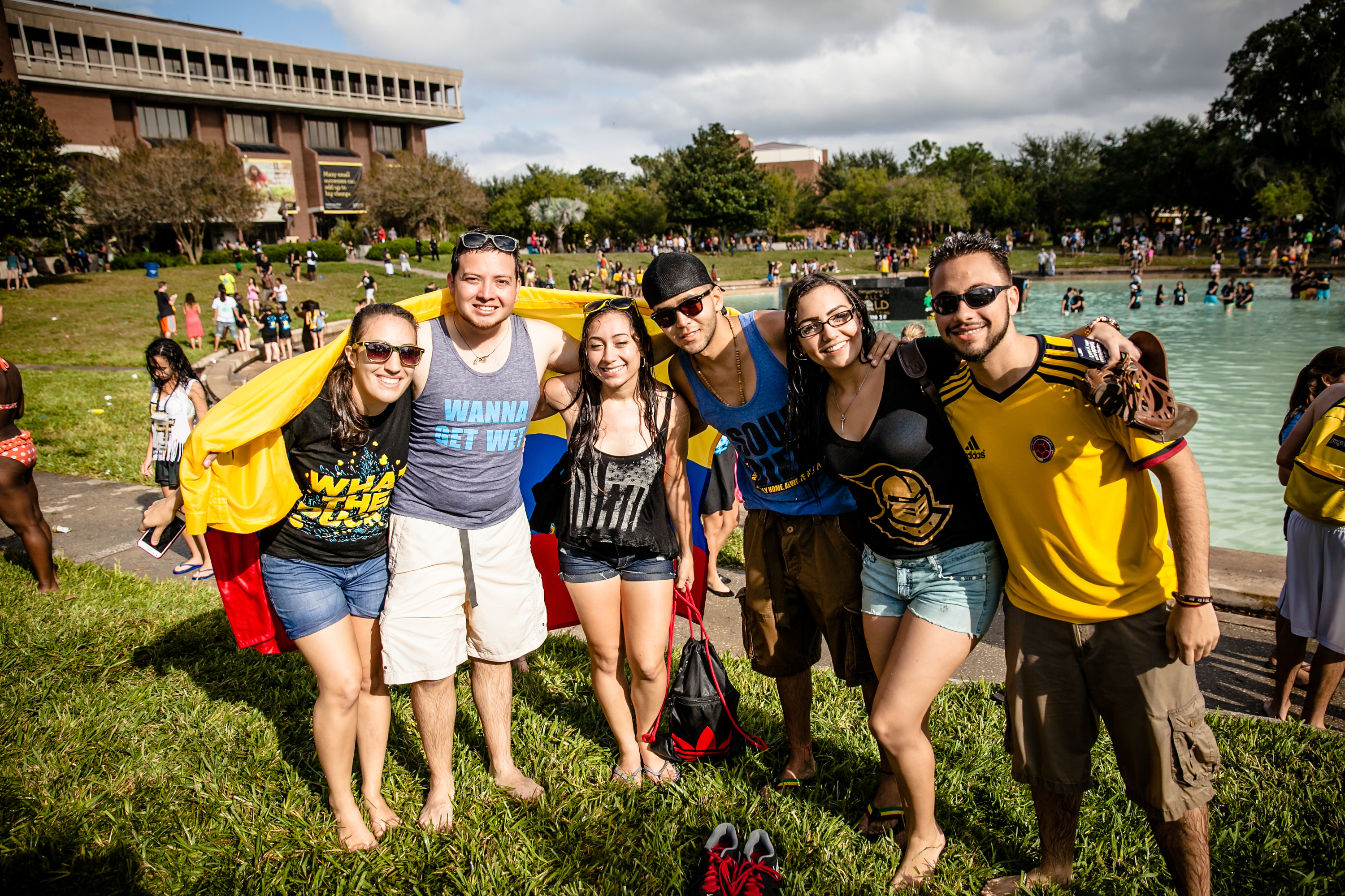 UCF Students go swimming in the Reflection Pond